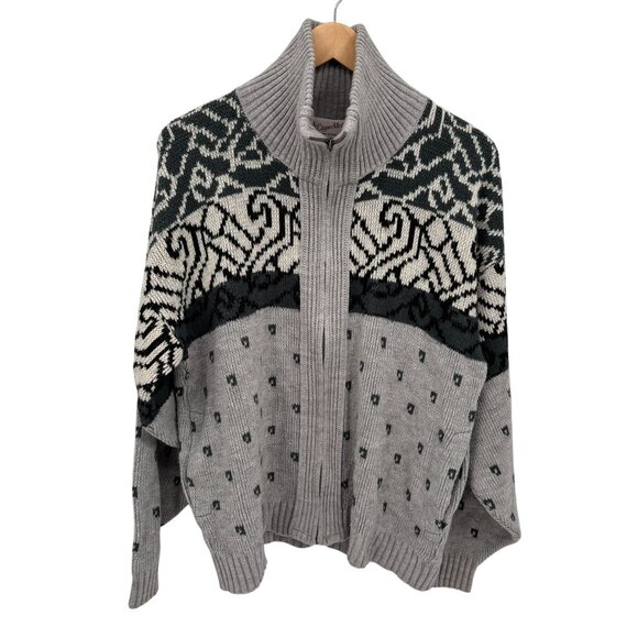 Clipper Mist Full Zip Sweater Mens Large Gray Acrylic Pockets Grandpacore‎ VTG - Picture 1 of 7